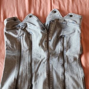 AKIRA Denim Zippered Corset Top